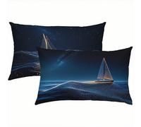 Copricuscino 40x80 Blu Navy Set di 2, Oceano Federe Cuscini Divano, Copricuscino Impermeabile Federe Cuscino Letto, Morbido e Comodo Cuscino Velluto, Cuscini per Divano Rettangolari Home Decor S5-400