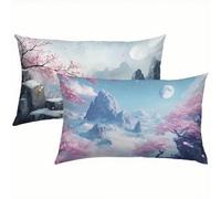 Copricuscino 40x80 Blu Set di 2, Paesaggio Federe Cuscini Divano, Copricuscino Impermeabile Federe Cuscino Letto, Morbido e Comodo Cuscino Velluto, Cuscini per Divano Rettangolari Home Decor S5-300