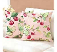 Copricuscino 50x50 Ciliegia Set di 2, Farfalla Federe Cuscini Divano Velluto, Copricuscini Impermeabili, Federe Cuscino Morbido Traspiranti per Soggiorno e Camera da Letto, Durevole Home Decor K6-974
