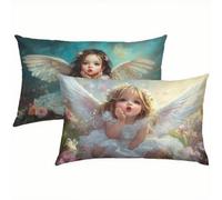 Copricuscino 50x70 Angelo Set di 2, Carino Federe Cuscini Divano, Copricuscino Impermeabile Federe Cuscino Letto, Morbido e Comodo Cuscino Velluto, Cuscini per Divano Rettangolari Home Decor S6-840