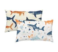 Copricuscino 50x75 Beige Set di 2, Copricuscino Impermeabile Federe Cuscino Letto, Squalo Federe Cuscini Divano, Comodo e Fresco Cuscino Lino, Cuscini per Divano Home Decor, Tutte le Stagioni S-443