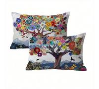 Copricuscino 50x75 Colorato Set di 2, Albero Della Vita Federe Cuscini Divano Velluto, Copricuscino Impermeabile Federe Cuscino Letto, Morbido Traspiranti Copricuscini per Soggiorno, Home Decor K2-230