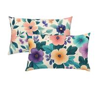 Copricuscino 50x75 Colorfule Set di 2, Copricuscino Impermeabile Federe Cuscino Letto, Fiori Federe Cuscini Divano, Comodo e Fresco Cuscino Lino, Cuscini per Divano Home Decor, Tutte le Stagioni S-431