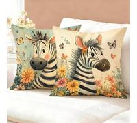 Copricuscino 60x60 Animale Set di 2, Zebra Federe Cuscini Divano Velluto, Copricuscini Impermeabili, Federe Cuscino Morbido Traspiranti per Soggiorno e Camera da Letto, Durevole Home Decor K6-994