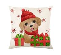 Copricuscino 60X60 Cane Di Natale Federe Cuscini Divano,Copricuscino In Lino Cusciniper Divani,Tessuto Morbido Anallergico Antiacaro Decorazioni Camera Da Letto,Cuscini Divano Copricuscino