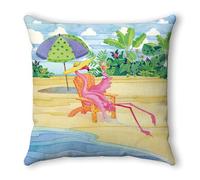 Copricuscino 60x60 Flamingo Foglie Verdi Cuscini per Divano Riusabile Lino Respirante Lightweight e Resistente Federe Cuscini Divano Facile da Pulire Decorazione Casa