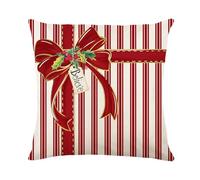 Copricuscino 60x60 Foglie Rosse A Righe Copri Cuscini per Divano Traspirabile Comodità Lino Facile da Pulire Federe Cuscini Divano per Soggiorno Balcone Decorazione