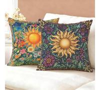 Copricuscino 80x80 Colorato Set di 2, Sole Federe Cuscini Divano Lino, Copricuscini Impermeabili per Esterni, Federe Cuscino Morbido Traspiranti per Soggiorno e Letto, Durevole Home Decor K6-192