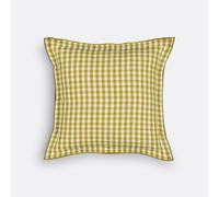 Copricuscino a quadretti cotone e lino, Cottage Giallo 50 x 30 cm