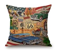 Copricuscino antico per auto, stile antico, stile classico, stile americano, stile vintage, percorso 66 diner moto, shabby chic, decorazione per la casa, per divano, 40 x 40 cm