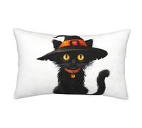 Copricuscino Cute Cat Black Morbide Federe Cuscini Decorativo Protezione del Cuscino per Tutte Le Stagioni Sedia Giardino 16"X24"