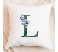 Copricuscino decorativo con lettere iniziali, 40 x 40 cm, con monogramma L, con cerniera, minimalista A-Z 26 lettere, per divano, divano, camera da letto