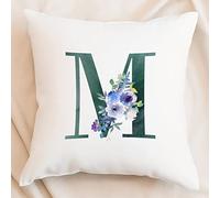 Copricuscino decorativo con lettere iniziali, 40 x 40 cm, con monogramma M, con cerniera, minimalista A-Z 26 lettere, per divano, divano, camera da letto