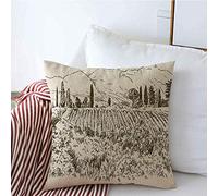 Copricuscino Decorativo Federa Ampia Vista Scena Vigneto Paesaggio Panorama Schizzo Ragazza Rurale Cibo Paese Bevanda Francia Cuscino Quadrato Cuscini Copridivano Divano Panca Divano 18x18 Po