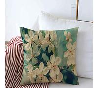 Copricuscino Decorativo Federa Fiori Fiori Di Ciliegio Germoglio Il Giorno Di Primavera Macro Giappone Foglia Parchi i Pianta Blu Colore Esterno Cuscini Quadrati Cuscini Cuscini Divano Panca