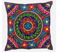 Copricuscino decorativo realizzato a mano, 60x60 cm, motivo: mandala Kashmiri Suzani in cotone, con paillettes ricamate, decorazione per la casa, stile indiano di yoga, 61x61 cm, custodia vegana