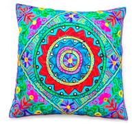 Copricuscino decorativo realizzato a mano, 60x60 cm, motivo: mandala Kashmiri Suzani in cotone, con paillettes ricamate, decorazione per la casa, stile indiano di yoga, 61x61 cm, custodia vegana