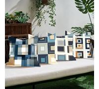 Copricuscino Fodera Cuscino Esterno Impermeabile Blu 45×45 cm Set 4, Fodere Cuscini Resistenti Acqua, Cuscini Decorativi per Divano Salotto Decorativo Giardino Terrazza, Dov'È La Griglia? C0K-16