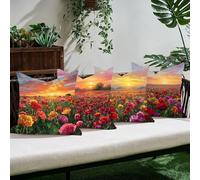 Copricuscino Fodera Cuscino Esterno Impermeabile Idyllico 50×50 cm Set 4, Fodere Cuscini Resistenti Acqua, Cuscini Decorativi per Divano Salotto Decorativo Giardino Terrazza Balcone, Fiore C0K-228