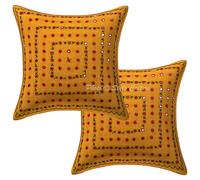 Copricuscino in cotone ricamato indiano federa patchwork vintage set di 2 pz