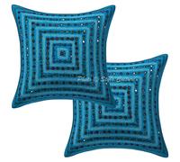 Copricuscino in cotone ricamato indiano federa patchwork vintage set di 2 pz