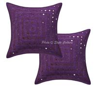Copricuscino in cotone ricamato indiano federa patchwork vintage set di 2 pz