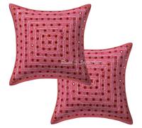 Copricuscino in cotone ricamato indiano federa patchwork vintage set di 2 pz