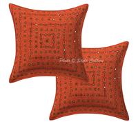 Copricuscino in cotone ricamato indiano federa patchwork vintage set di 2 pz