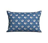 Copricuscino Letto Animal On Tree Branch with Leaves On Blue Tiny Small Divano Copricuscini Elegante con Cerniera Invisibile Decorativi Federa, per Letto, Interni Ed Esterni, Stanza, 40x60cm