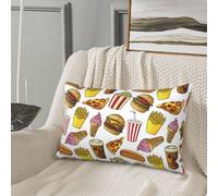 Copricuscino Letto Cute Food Fries Pizza Drink Divano Copricuscini Fodera per Cuscino Quadrato, per Divano, Interni Ed Esterni, Letto, 40x60cm