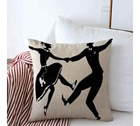 Copricuscino Letto Dance Fun 27N27 Black Ballroom Silhouette Couple Dressed 1950 People Poodle Skirt Swing Jive Rock Man Divano Copricuscini Moda Quadrato Federa, per Sedia, Auto, 45x45cm