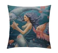 Copricuscino Letto Fish And Dolphin Divano Copricuscini Elegante Quadrato Federa, per Divano, Sedia, Stanza, 45x45cm