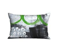 Copricuscino Letto Grey And Green Circles Abstract Art Divano Copricuscini Fodera per Cuscino Quadrato, per Auto, Stanza, Sedia, 40x60cm