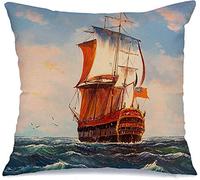 Copricuscino Letto Pastel Graphic Charming Vibrant Sailing Colorful Design Boat Transportation Yacht Fodere Cuscini Elegante Quadrato Federa, per Divano, Interni Ed Esterni, Letto, 45x45cm