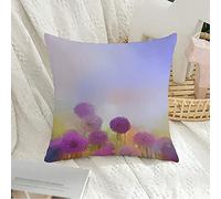 Copricuscino Letto Pastel Sun Colors Sunset Bloom Paintings Decoration Tranquil Purple Onion Wild Flower Nature Fodere Cuscini Morbido Decorativi Federa, per Divano, Sedia, Auto, 45x45cm