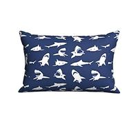 Copricuscino Letto Shark Pattern with Various Gestures Have A Bite Danger Humor Nautical Divano Copricuscini Elegante con Cerniera Invisibile Quadrato Federa, per Stanza, Sedia, Letto, 40x60cm