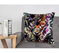 Copricuscino Mosaico Motivo geometrico astratto Sporco Simmetria Colpi di colore Spruzzi Disegno a olio Grafico Grunge Copricuscini accoglienti 18 x 18 pollici per letto Auto Lving Room
