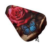 Copricuscino per bicicletta con rose e farfalle, morbido, imbottito, per uomo e donna, comodo, impermeabile, con coulisse, per mountain bike