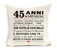 Copricuscino per il 45° compleanno per donne uomini Mamma Papà Amico Sorella Fratello Collega Moglie Marito Zio Cugino Zia Tata Insegnante Professore Regalo per il 45° compleanno Regalo ispiratore