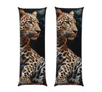 Copricuscino per il corpo, federa lunga in morbida microfibra traspirante, motivo leopardo seduto per dormire sul letto, 50,8 x 137,2 cm
