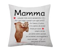 Copricuscino per la Festa della Mamma - Regalo da Figlia Figlio per Madre - Cuscino Copertura Idee Regali di Compleanno Natale (Mamma-3)