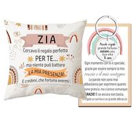 Copricuscino Regalo per Zia: ABBIAMO CERCATO DI TROVARE IL REGALO MIGLIOR PER TE MA TU HAI GIÀ NOI - con Portachiavi e Biglietto, Ideale per ZIA Compleanno Natale da Nipotini