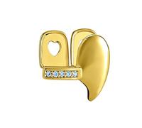Copridenti Cuore e Canini Traforati, Gioiello Dentale Hip-Hop Placcato Oro 18K e Argento, Regalo di Gioielli Moda Unisex(Gold)