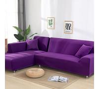 Copridivani componibili a forma di L, super elasticizzati, 1 copridivano per 2 posti, per chaise a sezione per animali domestici, bambini, viola