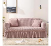 Copridivani elasticizzati con gonna, da 1 a 4 posti Copridivani morbidissimi Copridivani all-inclusive Protezione per mobili lavabile ed elasticizzata con cinghi(Size:4 Seater(235-300cm),Color:rosa)