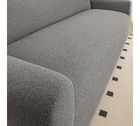 Copridivani Elasticizzati In Peluche Bouclé Fodere Per Divano Antiscivolo Copertura Totale Orlo Elastico Lavabile In Lavatrice Proteggi Divano Traspi(Size:4Seater(235-300cm),Color:Anello grigio scuro)