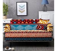 Copridivani in Stile Etnico Africano Bohemien Protezione per Mobili in Poliestere Elasticizzato Decorativo Copridivano Antiscivolo Copridivano Anti Graffi Sofa Cover (Color 6, 190-230 cm)
