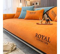 Copridivani Moderni, Fodere per Divani con Lettere Inglesi Copridivani A Forma di L, Copridivani Componibili in Ciniglia Antiscivolo in Tinta Unita, Orange, 70 * 210cm