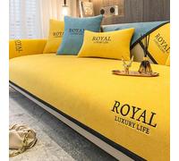 Copridivani Moderni, Fodere per Divani con Lettere Inglesi Copridivani A Forma di L, Copridivani Componibili in Ciniglia Antiscivolo in Tinta Unita, Yellow, 70 * 220cm
