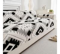 Copridivano 1 2 3 4 Posti, Copriletto Matrimoniale Multiuso Copritutto, Coperta Copridivano Antiscivolo Reversibile, Lavabile Coperta Decorativa per Divano(Black,110x180cm)
